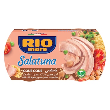 ريو ماري سلطة تونة بالكسكس مع الحمص والبازلاء الخضراء والطماطم، 160 غرام، حزمة من 2