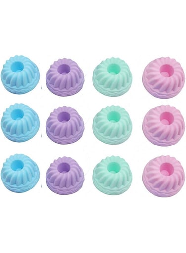 12pcs Silicone Reusable Non-Stick Baking Cups Liners Muffin Cups Cake Molds Cupcake Holder Rainbow for Cake Balls Muffins Cupcakes Candies