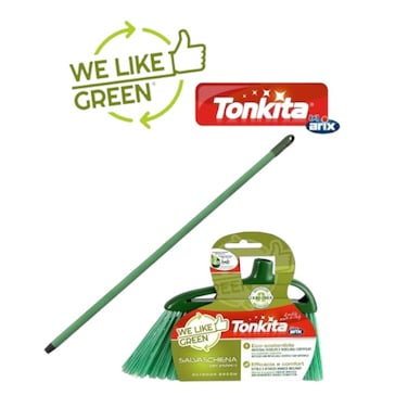 Tonkita TK672 Eco Outdoor Broom with Stick &ndash; Recycled Materials, Durable Design for Effective Sweeping