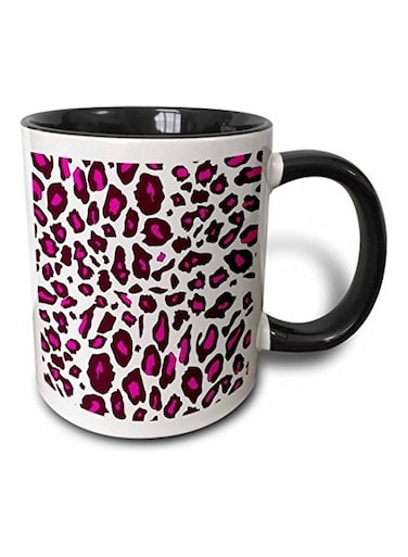 Hot Pink Snow Leopard Print Two Tone Mug Multicolour