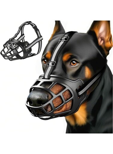 Azonee Dog Muzzle &ndash; Breathable Basket Muzzle for Small, Medium &amp; Large Dogs, Adjustable Humane Cage for Biting, Chewing &amp; Grooming, Allows Panting &amp; Drinking, Soft Rubber, Comfortable Fit (XL, Black)