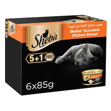 Sheba Cat Food Succulent Chicken Breast 85g Can (Pack of 6)