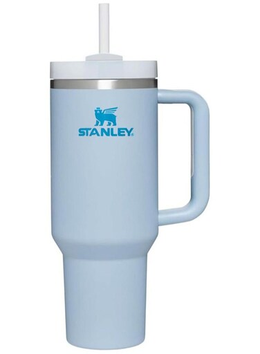 Vacuum Insulated Coffee Mug,Insulated Mug with Handle and Straw Lid,In-car Mug,Blue 40 Oz