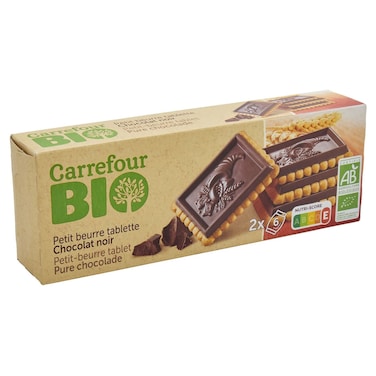 Carrefour Bio Organic Dark Chocolate Petit Beurre Biscuits, 150g