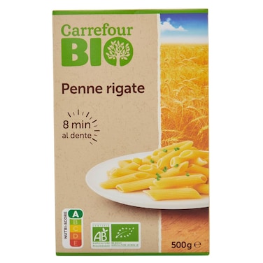 Carrefour Bio Organic Penne Rigate Pasta, 500g
