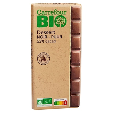 Carrefour Bio Organic Dark Dessert Chocolate 52% Cocoa, 200g