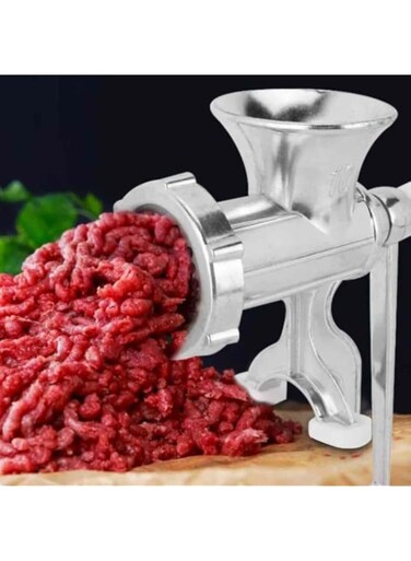 KNP Aluminum Alloy Manual Meat Grinder Silver. The Feed Hole Is Large Enough To Add More Meat, Which Is The Best Choice For Home Or Commercial Use (NO. 8)