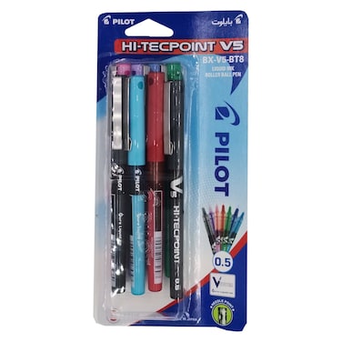 Pilot Hitecpoint V5 Liquid Ink Rollerball Pen Assorted 8 PCS