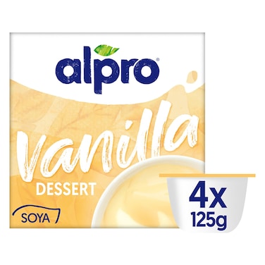 Alpro Vanilla Plant-Based Dessert, 125g Pack of 4