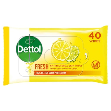 Dettol Fresh Antibacterial Skin Wipes, 40 Wipes