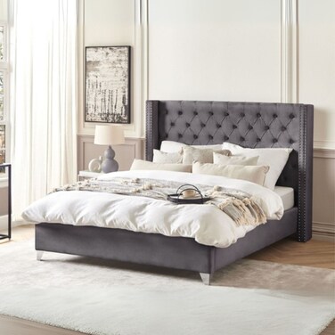Chelsea Tufted Upholstered Twin Size Bed (120 X 200 CM) Grey Color