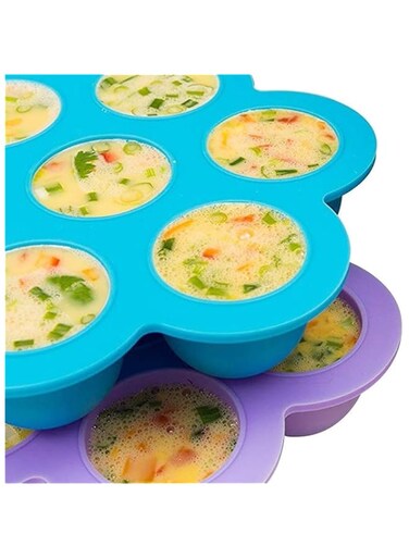 THE WHITE SHOP 2-Pack Silicone Egg Bites Molds, Pressure Cooker Accessories Inserts - Fits 5, 6, 8 qt Electric Pressure Cooker, Freezer Accessory, Instant Sous Vide Egg Poacher Ring Purple and green