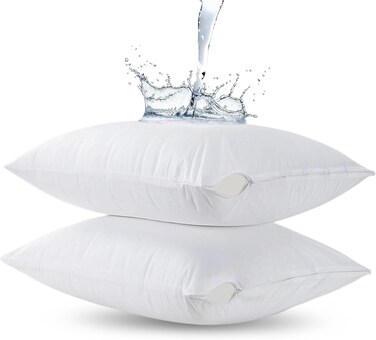 100% Waterproof Pillow Protectors - Pack of 4 Bed Bug &amp; Dust Proof Polyester Pillowcases - King Size (50 x 90cm)