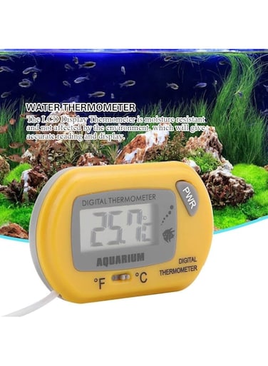 B&amp;K Digital Aquarium Thermometer, Easy to Install Small Size Aquarium Thermometer, LCD for Aquarium Fish Tank (Black)