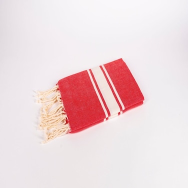 منشفة شاطئ كلاسيكية من قطن مُعاد تدويره بنسبة 100% بلون أحمر