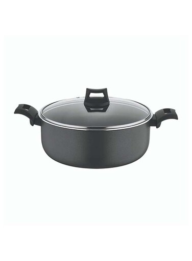 Non-Stick Casserole, Stockpot &amp; Stewpot with Glass Lid and 5 Layer PTFE Non-Stick Spray Coating BXSCP24BME Black 24cm