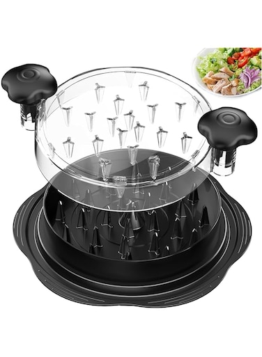 Chicken Chopper with Removable Plate Meat Chopper with Strong Grip and Sharp Spikes for Cutting Meat, Vegetables (Black) 25CM, Visible Chicken Breast Chopper Tool, Large Meat Shredder, Ergonomic Handl