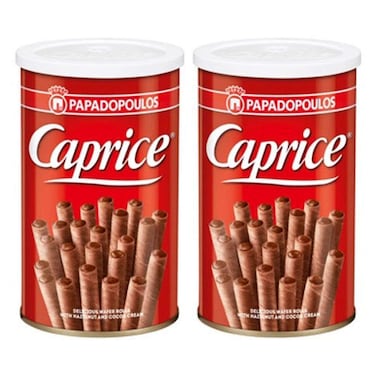 Caprice Hazelnut and Cocoa Cream Wafer Rolls, 115g, Pack of 2