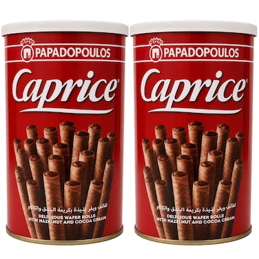 Caprice Hazelnut and Cocoa Cream Wafer Rolls, 115g, Pack of 2