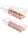 SIMPLEMADE Clear Plastic Egg Holder - 2 Pack 14 Egg Tray Holder (Holds 28 Eggs Total) - Size 4" x 15" BPA Free Fridge Organizer with Lid, Refrigerator Storage Container -