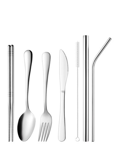 7-piece 304 stainless steel portable tableware for picnic party catering home gathering place