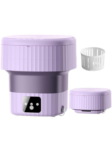 HELEE Foldable Portable Washing Machine and Spin Dryer 9L Compact Mini Washing Washer Machine for Baby Clothes Underwear Laundry Apartment Dorms RV Travel Camping, Purple (Purple)