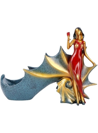 Ccy Figurines Wine Holder - Women Shaped Statue Wine Bottle Rack Tabletop Single Bottle Rack Girls Sculpture Wine Holders Stands for Home Kitchen Coffee Shop Decoration Crafts(#2)