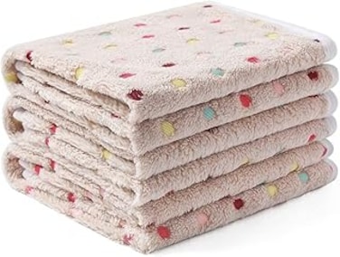 3 Pcs Pet Blanket, Soft Fluffy Puppy Blanket, Thicken Dog Cat Soft Fleece Blankets Sleep Mat, Warm Sleep Mat for Kitten Puppy and Other Small Animals, 30 x 20.5 Inch, Cute Dot Pattern (Coffee Color)