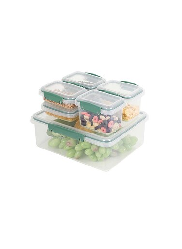 East 6 Pcs Food Storage Container With Lid, Leakproof Meal-Prep Containers For Kitchen Storage Reusable Plastic Microwave, Dishwasher Safe Clear