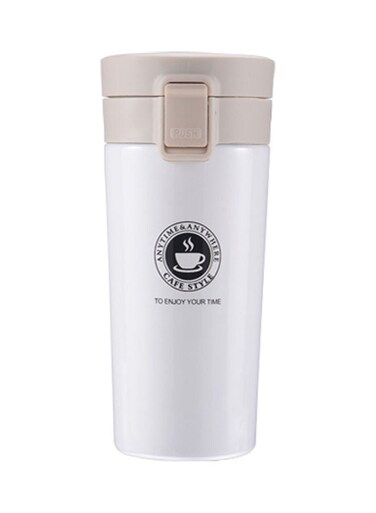 Steel Insulated Travel Coffee Mug Water Bottle White 18.5x8x8cm