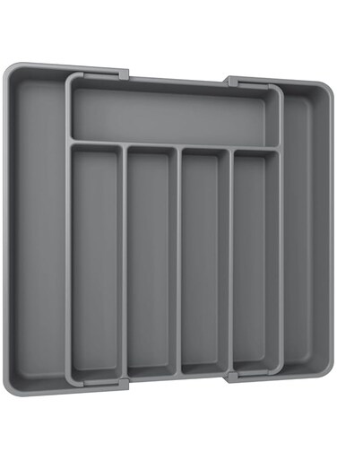 AUJEN Silverware Organizer - Expandable Kitchen Drawer Organizer, Adjustable Utensil Organizer, Cutlery Drawer Organizer for Forks, Knives, Multipurpose Kitchen Organizers and Storage Solution, Grey
