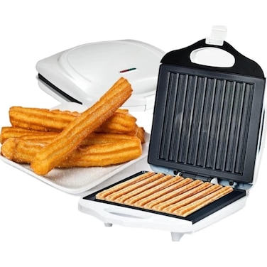 750W Electric Churros Maker Machine with 8 Holes, Non-Stick Coating &amp; Automatic Temp Control (White)