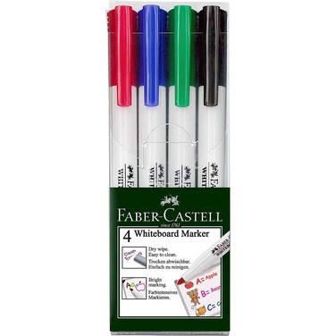 فابر كاستال مجموعة أقلام رقيقة الخط للكتابة على السبورة، حزمة من 4 - متعدد الألوان.