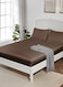 Linen Double Striped Fitted Elastic Bedsheet with 2 Pillow Case 160 x 200 Cm Coffee Brown