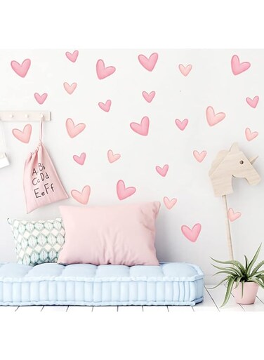 Yotdmk 80pcs Pink Heart Shape Wall Stickers for Bedroom Living Room Girls Room Decoration Kids Room Baby Nursery Room Wall Decals Interior Wallpaper PVC Murals
