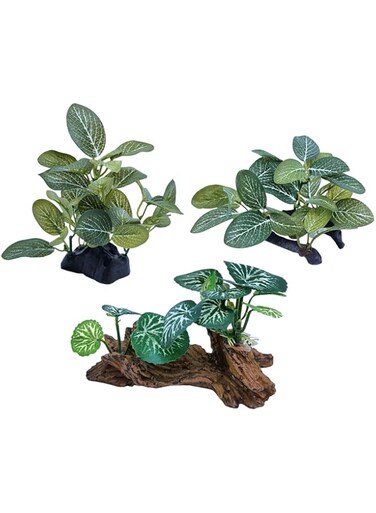 MAKINGTEC Artificial Fish Tank Decorative Plants, 3 Pieces Artificial Water Tortoise Tank Aquarium Plants Resin Sinking Wood Landscape Decorations