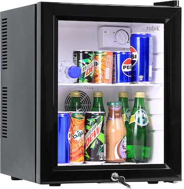30L Minibar with Key Lock, Glass Door AC 220V Beverage Cooler for Food Drinks Skincare Great for Home Office Hotel (30 Liters Capacity)