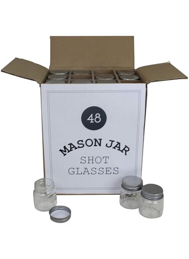 Mason Jar Warehouse 2 Ounce Shot Glasses Set of 48 With Leak-Proof Lids - Great For Shots, Drinks, Favors, Candles And Crafts