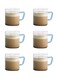 Set of 6 Classic Glass Mugs With Blue Handle Clear 190ml