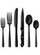 NETANY 24 Pieces Black Silverware Set, Black Flatware Set, Food-Grade Stainless Steel Cutlery Set for 4, Tableware Eating Utensils, Mirror Finished, Dishwasher Safe