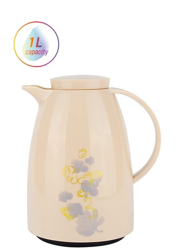 Vacuum Insulated Thermos Jug, 1 L, Leak Proof Double Wall, Keeps Beverages Hot, Beige, C2610