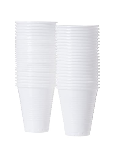 Hotpack Disposable Plastic White Cups 5 ounce, for Juices, Water, Cold Drinks, 50 pieces