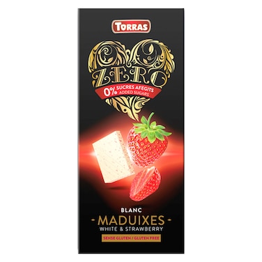 Torras Zero Sugar Strawberry Flavour Chocolate, 125g