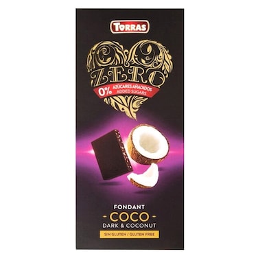شوكولاته توراس بنكهة جوز الهند بدون سكر، 125 غرام