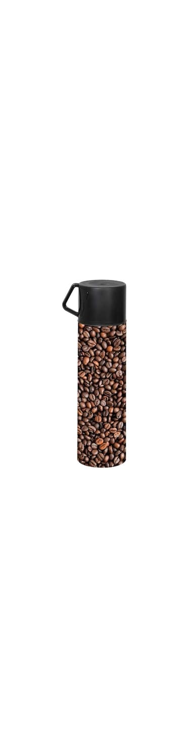 Herevin 410 ml Vacuum Flask with Mug   Coffee Beans Design   Perfect for Travel