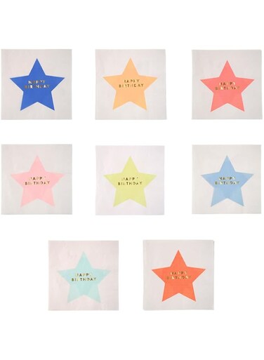Meri Meri Jazzy Star Happy Birthday Napkins Large