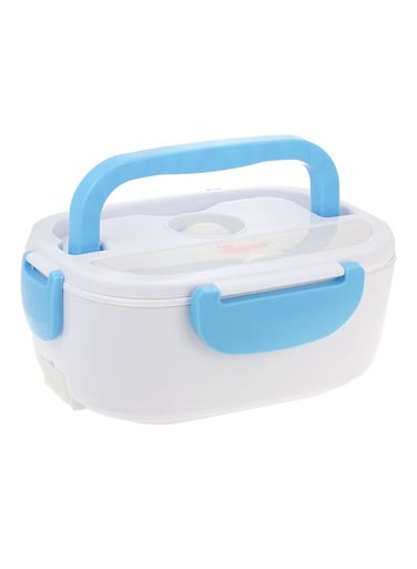 Electric Lunch Box With Spoon White/Blue