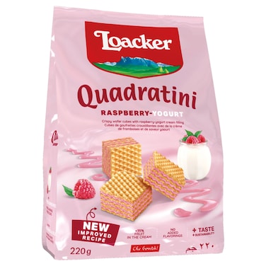 Loacker Quadratini Raspberry Yogurt Wafer, 220g