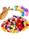 100 Pcs Interactive Cat Toy Set for Indoor Cats, Pom Pom Balls with 2 Cat Toy Ball Launcher Gun, Cat Toys Interactive for Indoor Silent Plush Elastic Cat Ball Toy(with six Bouncy Balls,Multicoloured)