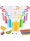 HIQUAY 50 Pack Clear Drink Pouches with Straws Plastic Juice Pouches for Adults and Kids, Disposable Drink Bags Stand up Zipper Drinking Pouches for Smoothie Juice Coffee Tea, Birthday Party Favor